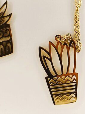 Necklace Gold Costume Snake Plant Indoor Gardener Gift Green Thumb